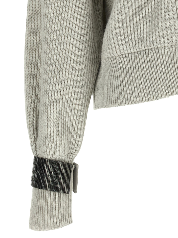 Brunello Cucinelli Monile Cuff Cardigan Sweaters and Cardigans - Gray | 6e13bd357730f3034d098f41437baef75b39c0d7