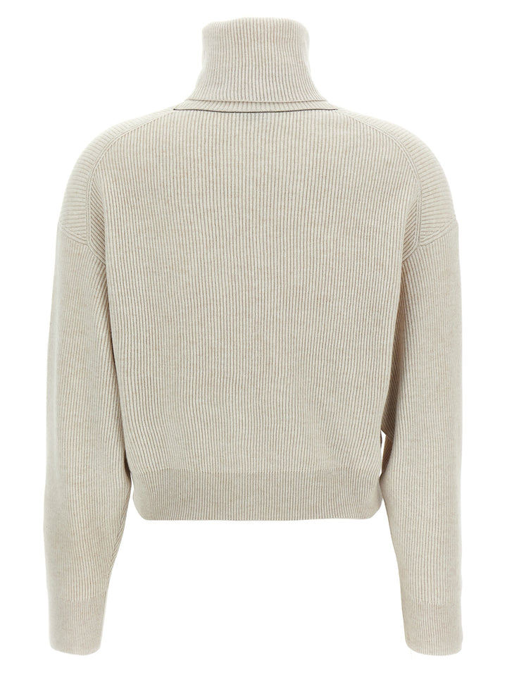 Brunello Cucinelli Ribbed Turtleneck Sweater Sweaters and Cardigans - Beige | a19b0b106f4e8adc549dd0078186a7eda8a748bb