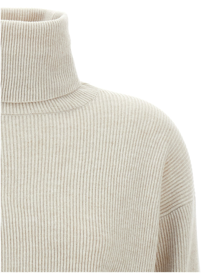 Brunello Cucinelli Ribbed Turtleneck Sweater Sweaters and Cardigans - Beige | 4767da800496379ec7b15f12f5edbfec2adb8c28