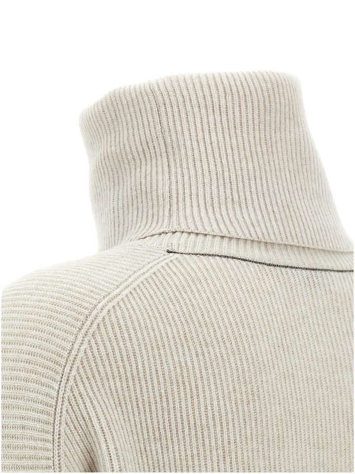 Brunello Cucinelli Ribbed Turtleneck Sweater Sweaters and Cardigans - Beige | fd58a3e25bcb300c159237dba7af870785b7853d