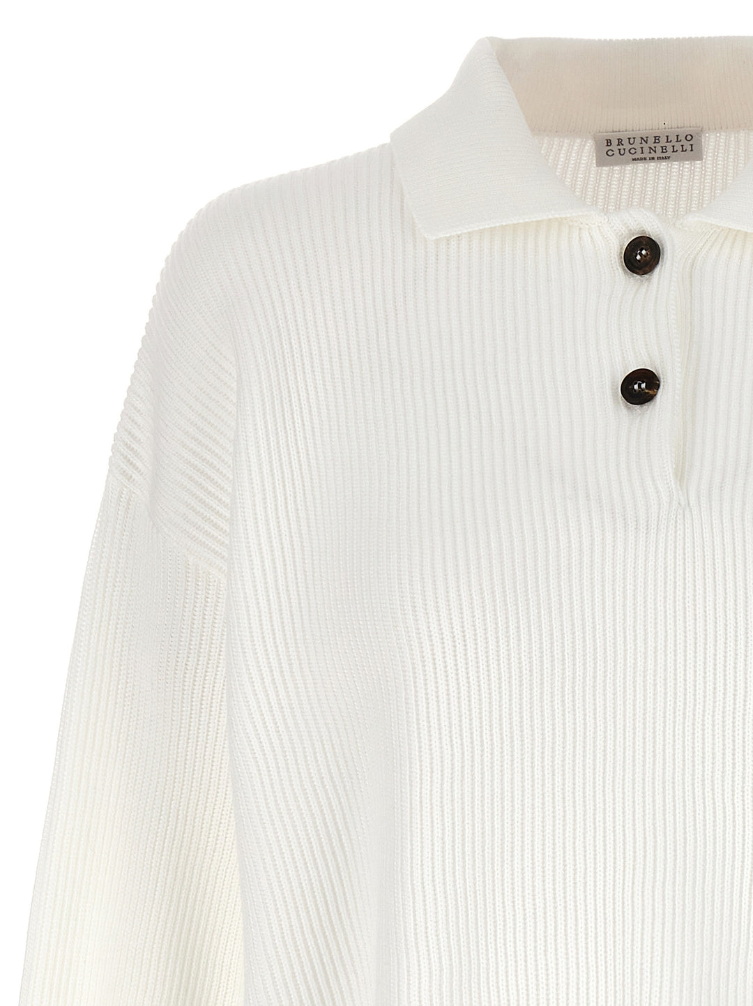 Brunello Cucinelli English Rib  Shirt Polo - White | 431fc33b315559b56d95d458f86218686863064b