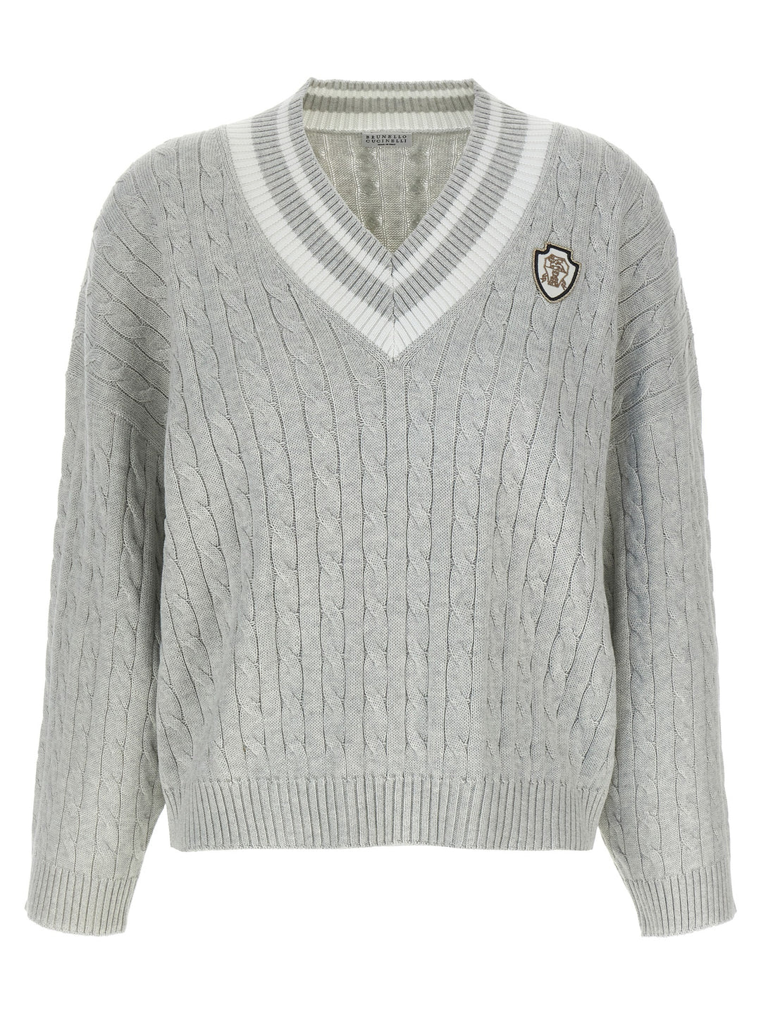 Brunello Cucinelli Cotton Cable Knit Sweater Sweaters and Cardigans - Gray | 33b4d096da4d648f0a0590860818556d2b104435