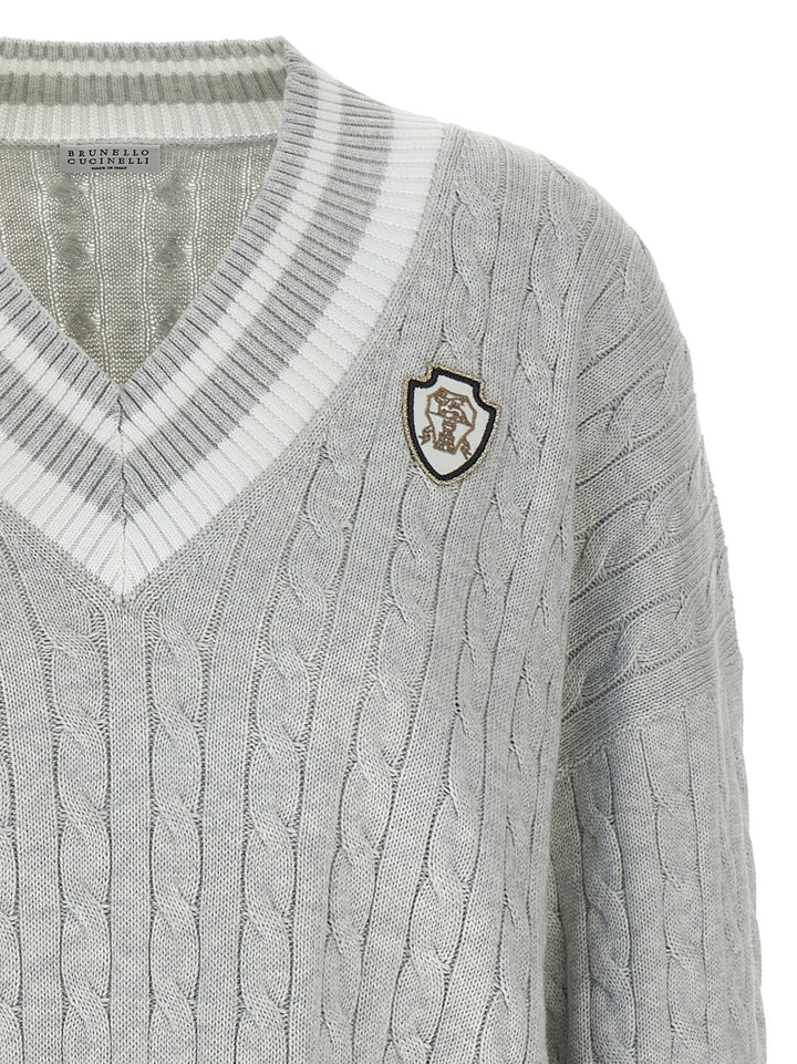 Brunello Cucinelli Cotton Cable Knit Sweater Sweaters and Cardigans - Gray | a50c33b9c86b526cc89148c65378f937bc5cc2ed