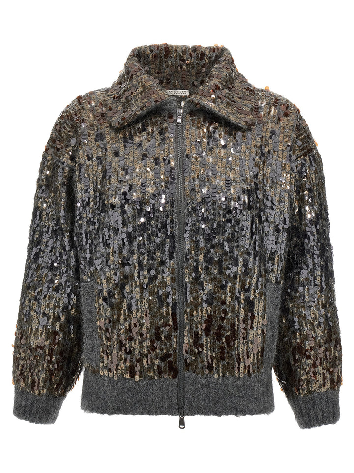 Brunello Cucinelli Dazzling Dégradé Embroidery Sweaters and Cardigans - Gray | 624fb309c9f8406ae47550c42748a88b8e1b1ed6