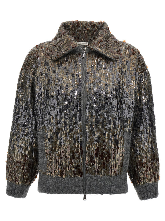 Dazzling DéGradé Embroidery Sweaters And Cardigans Gray