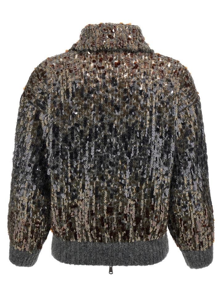 Brunello Cucinelli Dazzling Dégradé Embroidery Sweaters and Cardigans - Gray | 618ba2e375cbf434c2c91c0aa43e4b31184e63cf