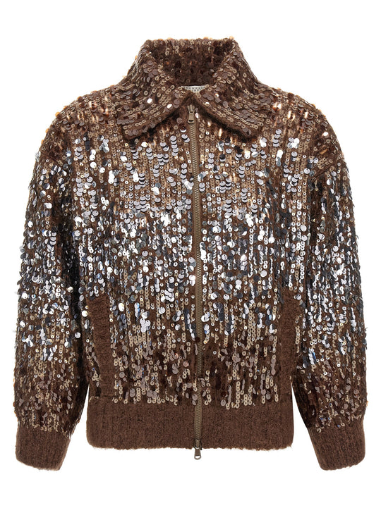 Dazzling DéGradé Embroidery Sweaters And Cardigans Brown