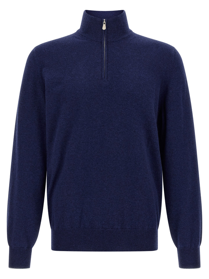Brunello Cucinelli Half-Zip Sweater Sweaters and Cardigans - Blue | 74384e654f777144024778cb88f6de86ebd28b5d