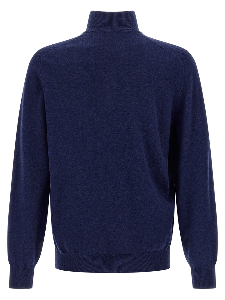 Brunello Cucinelli Half-Zip Sweater Sweaters and Cardigans - Blue | 3c902e630d4c1e49b35c68c8f109c180f1179e3d