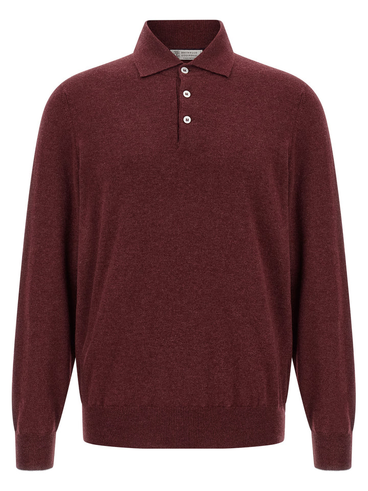Brunello Cucinelli Cashmere  Shirt Polo - Bordeaux | 3ab67c260379b22a2c698bbb3d04eac28f38deb3
