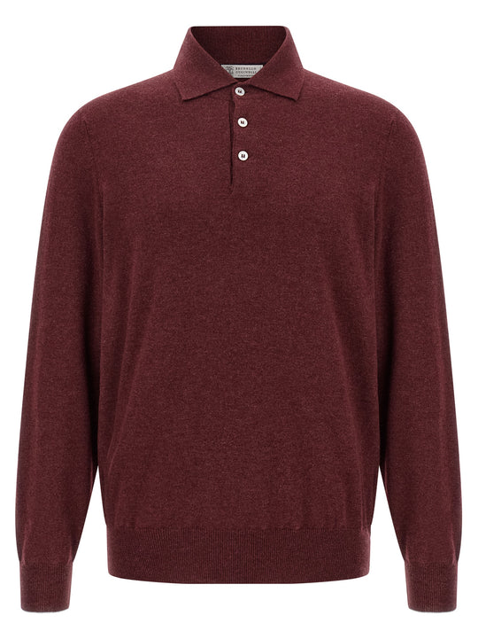 Cashmere Shirt Polo Bordeaux