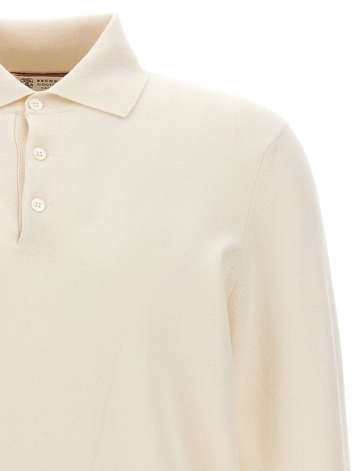 Brunello Cucinelli Cashmere  Shirt Polo - White | 90e616da92ec04f39ab966e8c24d7a8e0a26c2a1
