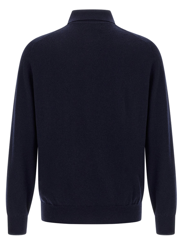 Brunello Cucinelli Cashmere  Shirt Polo - Blue | 7c3fa054e634309cab8db2d528310f3477a77425