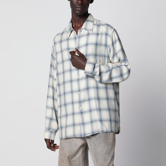 White Shirt With Check Pattern In Viscose