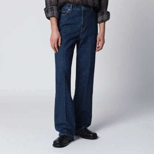 70s Cut High-Waisted Flared Indigo Jeans