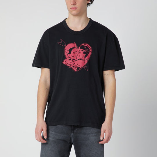 Black T-Shirt With Love Story Print