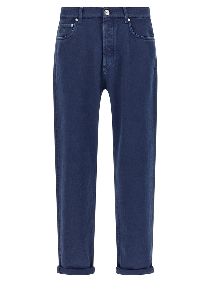 Brunello Cucinelli Garment-Dyed Denim Jeans - Blue | f66f78922e077c4f427fdf5a1b6345c931748937