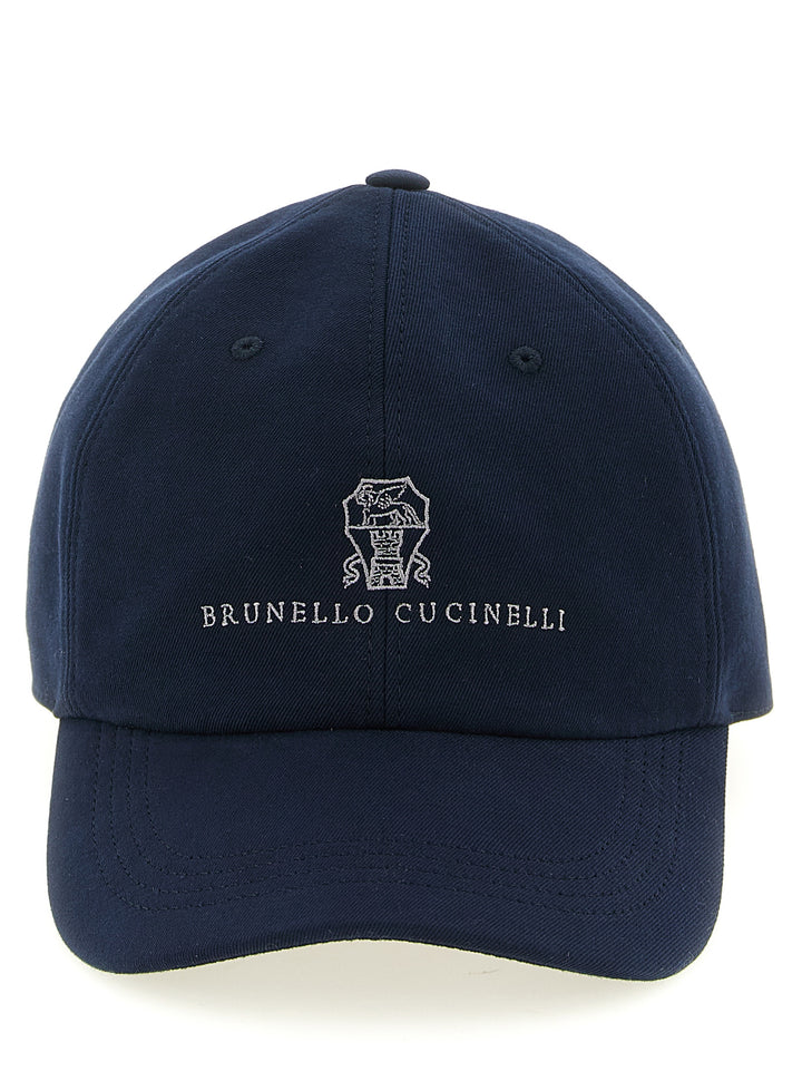 Brunello Cucinelli Logo Embroidery Baseball Cap Hats - Blue | 0086943ba593bbcd80ddc511fb5f443d1fa497c1
