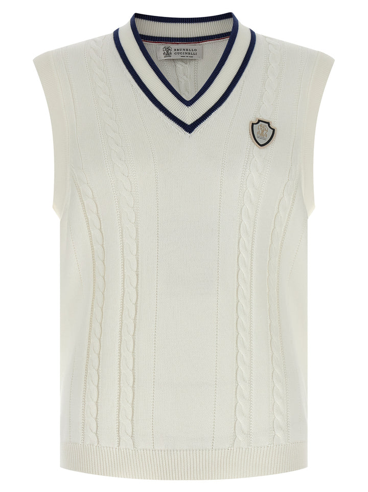 Brunello Cucinelli Cotton Braided Vest Gilet - White | bb3d2a98cb3b90998ca6a18e80776751d9838b9f