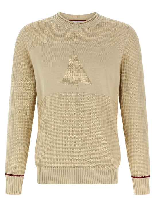 Waffle Stitch Cotton Sweater Sweaters And Cardigans Beige