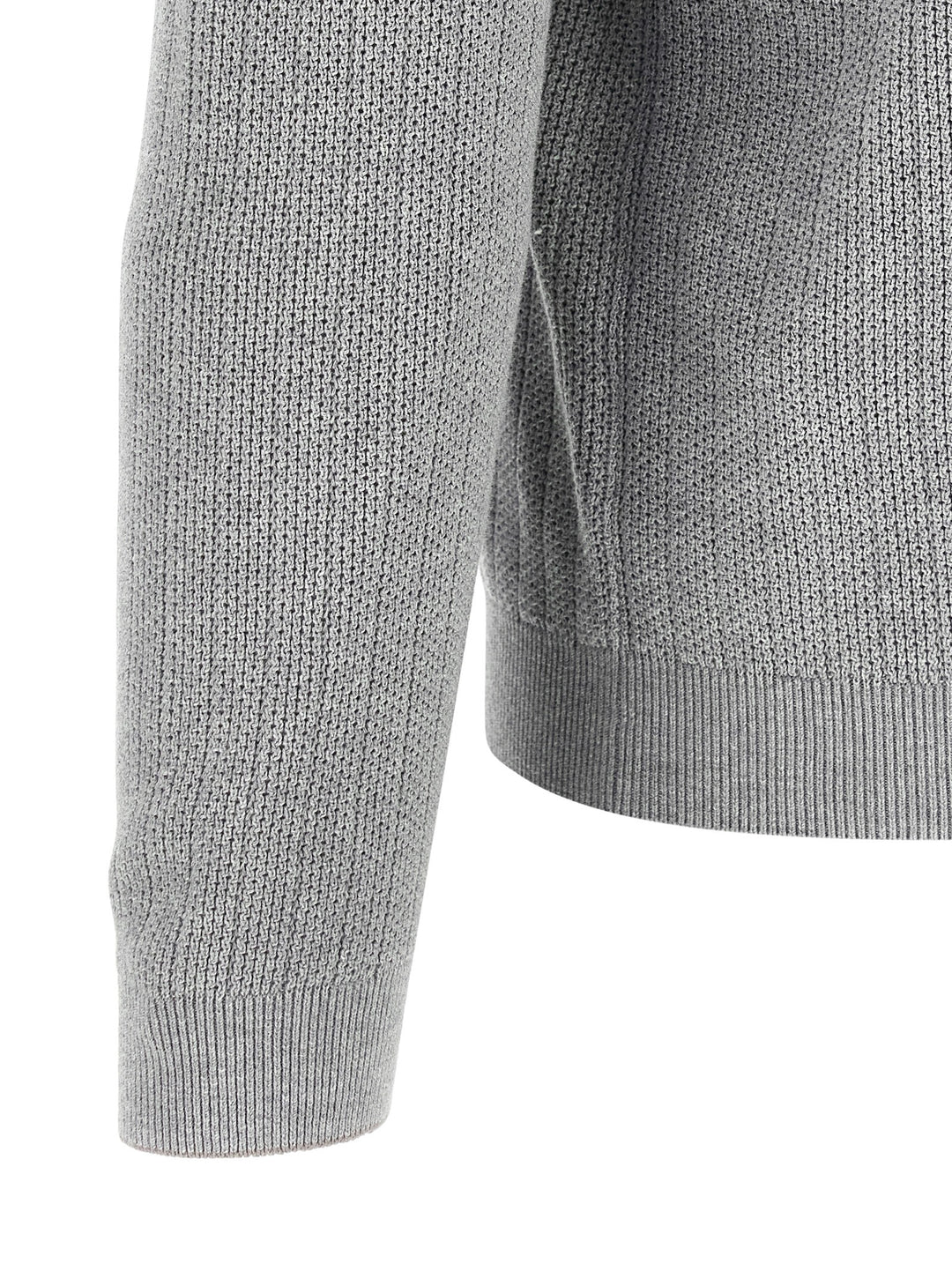 Brunello Cucinelli Honeycomb Cotton  Shirt Polo - Gray | 547efdb197720265fd9d927f1976aed7cee4163b