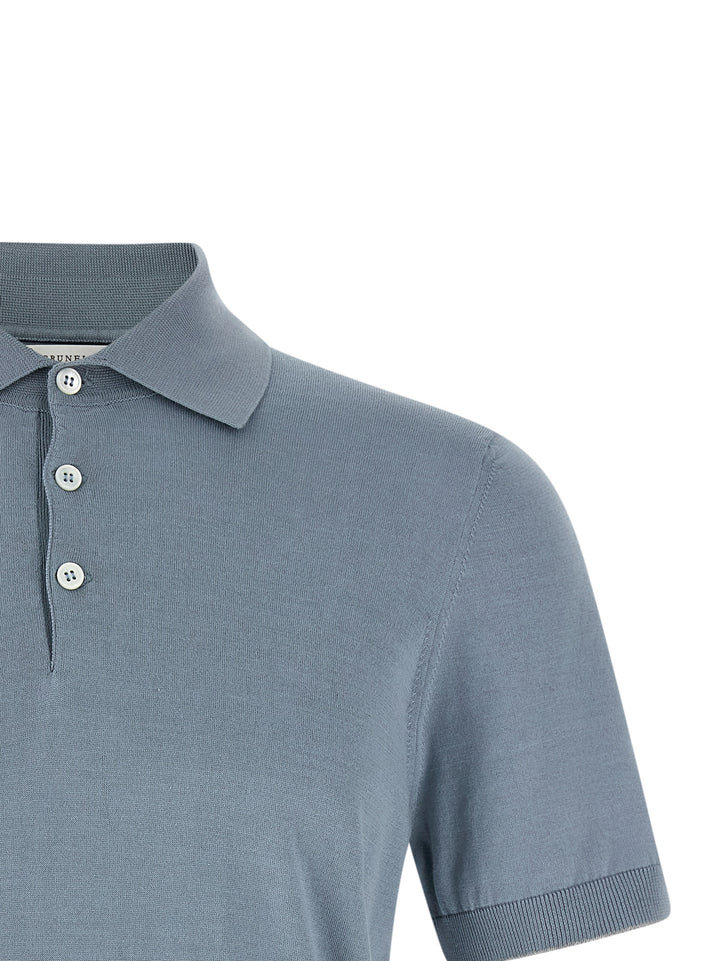 Brunello Cucinelli Cotton  Shirt Polo - Light Blue | 92e6364658f1206905ed43dc25bde76871eb0eec