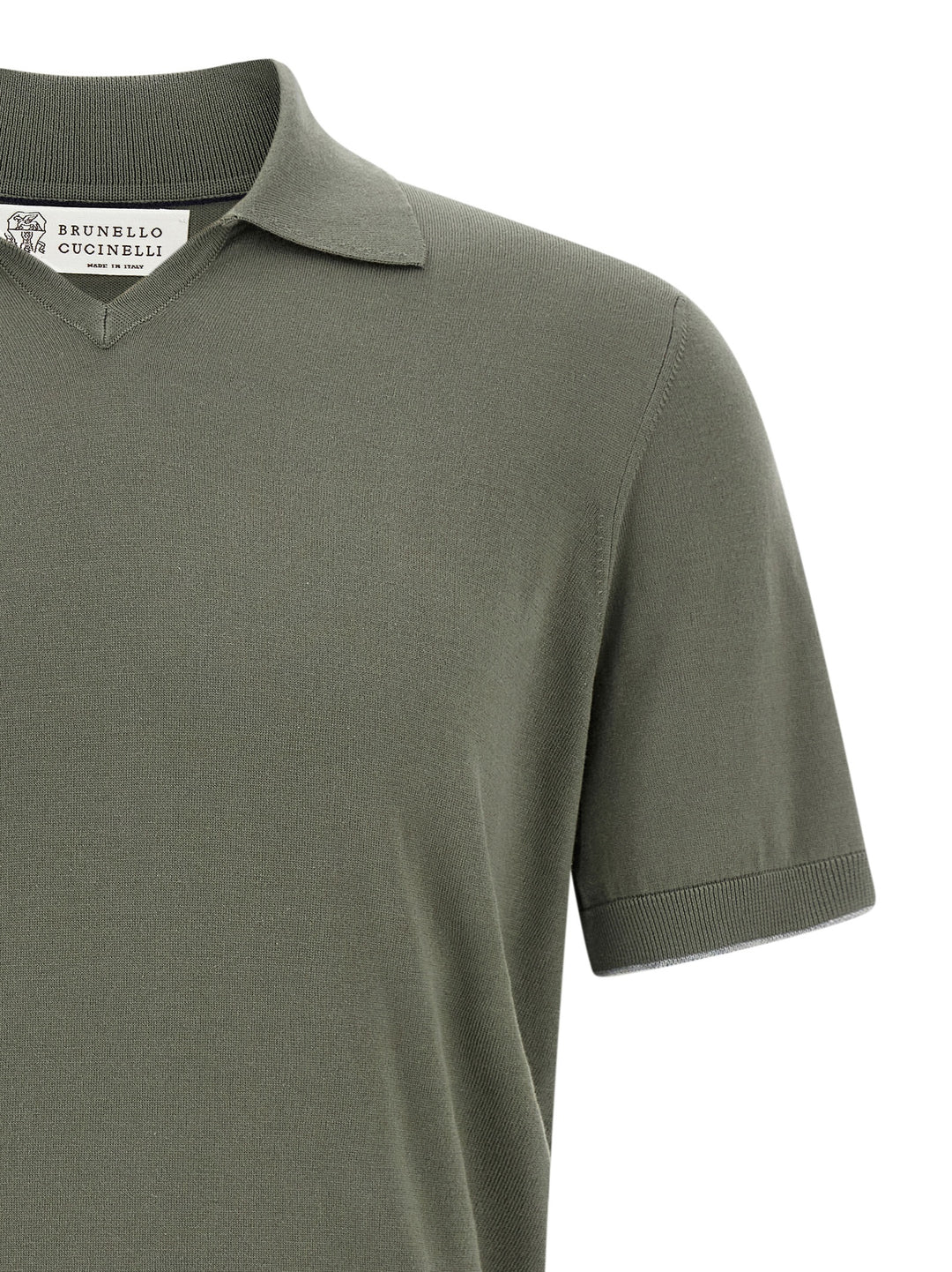 Brunello Cucinelli Cotton  Shirt Polo - Green | 0c16da7c175f489f2ee8cc457b274fd7cd695db1