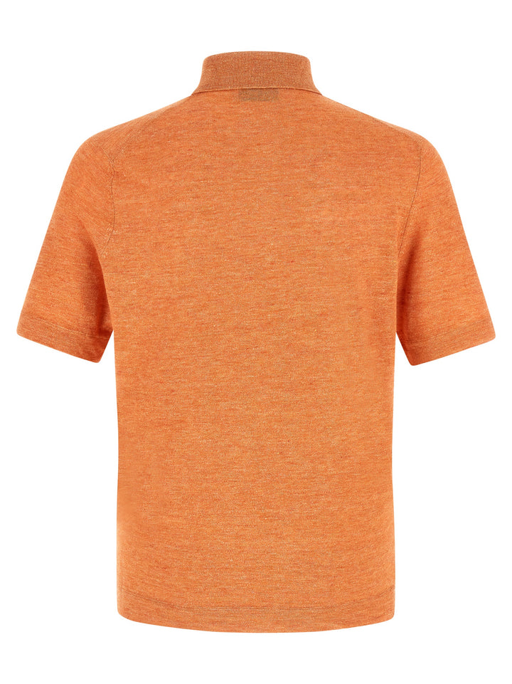 Brunello Cucinelli Linen Cotton  Shirt Polo - Orange | ea34a2e4b91c58d4e6d999628727e13aca294068