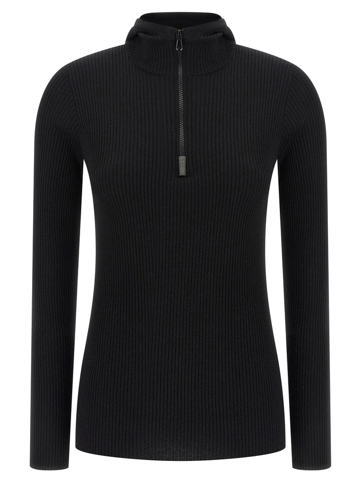 Brunello Cucinelli Monile Hooded Sweater Sweaters and Cardigans - Black | e964ba222ab774b059847588dacc74b873309176