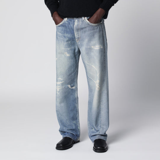 Light-Wash Distressed Jeans