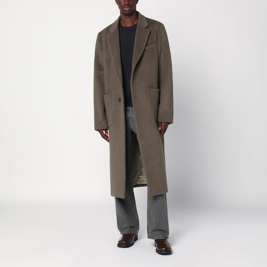 Moss-Coloured Wool Blend Coat
