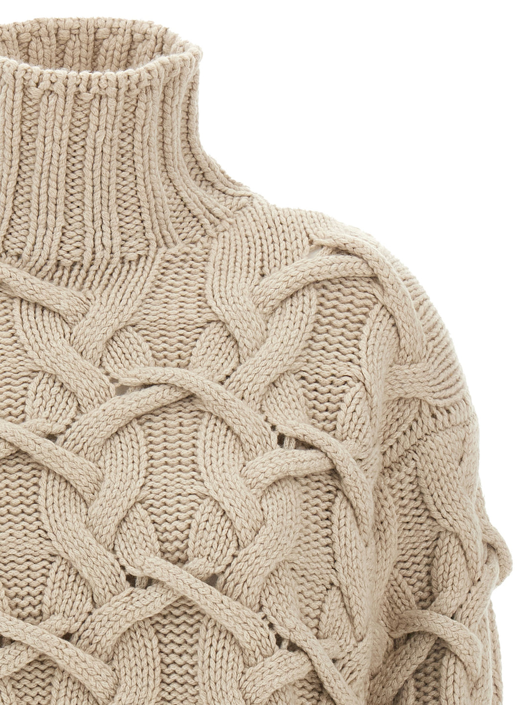 Brunello Cucinelli Braided Sweater Sweaters and Cardigans - Beige | f9b3aae206600c832722c1ccf48f7e63529fdf08