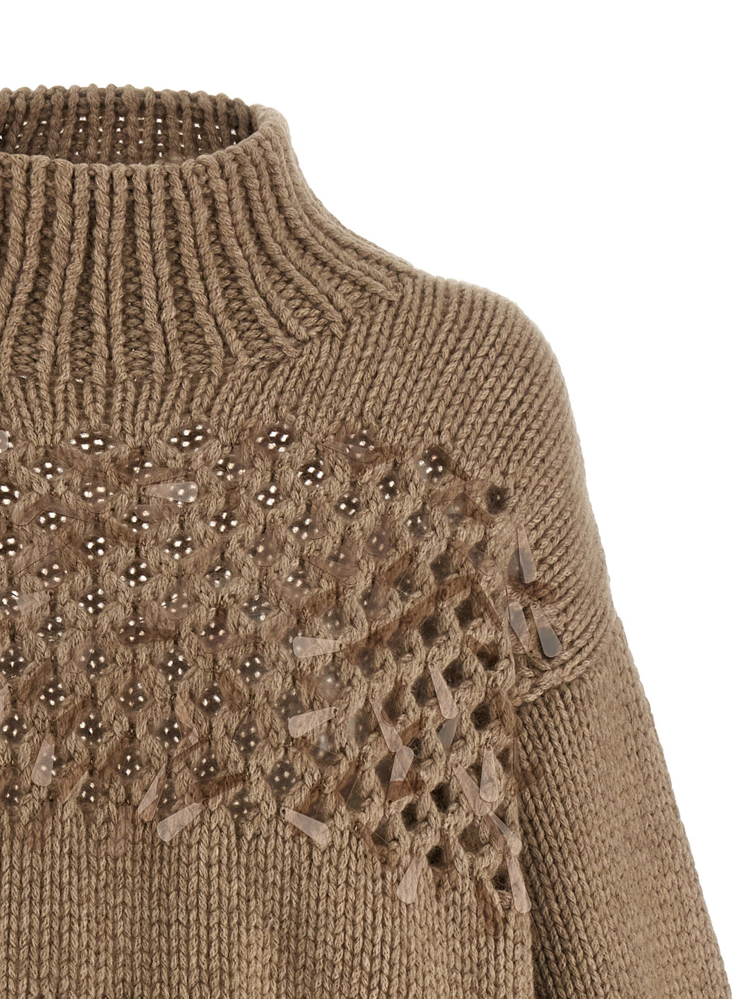 Brunello Cucinelli Drop Sequin Sweater Sweaters and Cardigans - Beige | 4acda57d94541a95f951d34e714c6ff8a96fa03c