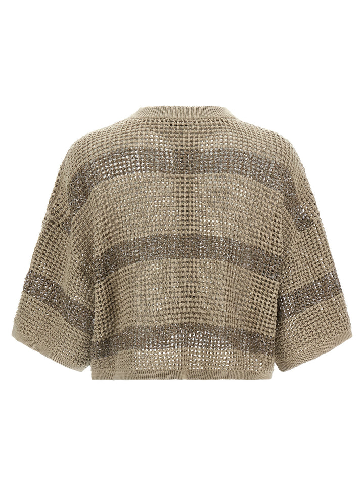 Brunello Cucinelli Dazzling Stripes Sweaters and Cardigans - Beige | 75cb23328054b7cb3f4735127be8a98eb84c292a