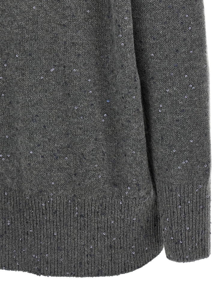 Brunello Cucinelli Sequin Sweater Sweaters and Cardigans - Gray | a4520f1be2fa52f52db93d5695a4ba24c5733223