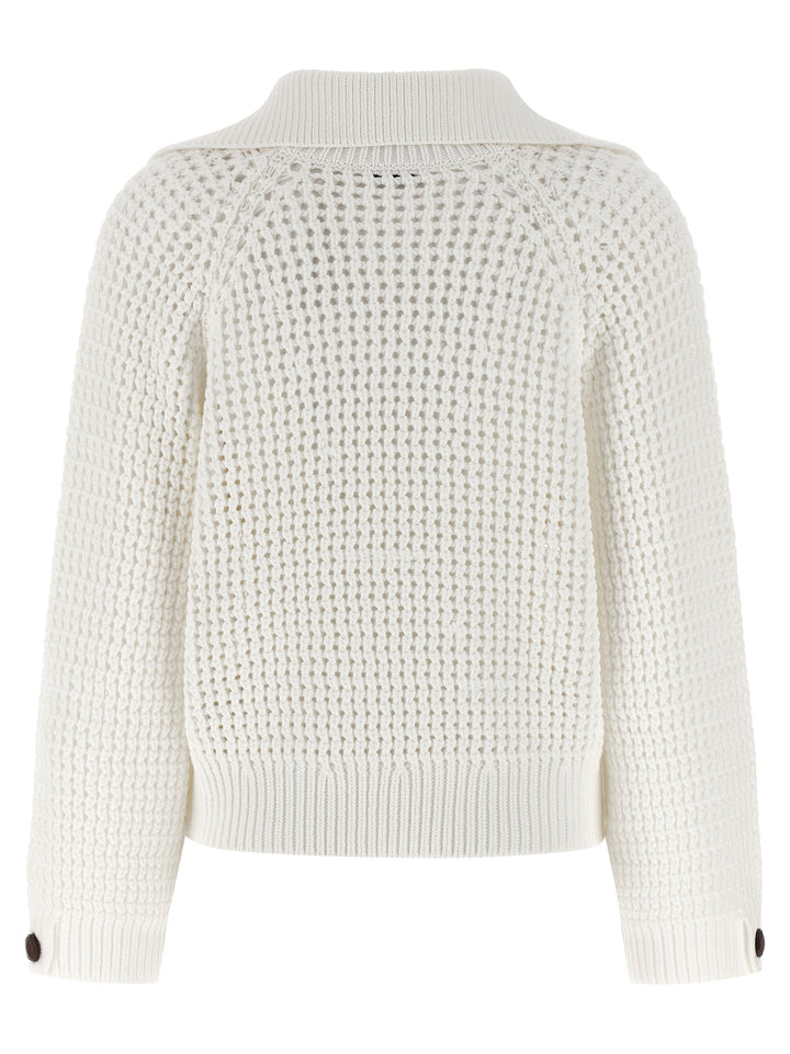 Brunello Cucinelli Openwork Sweater Sweaters and Cardigans - Beige | 14b9714a61371eb5d8c6afed9dbb7600d923ea5e