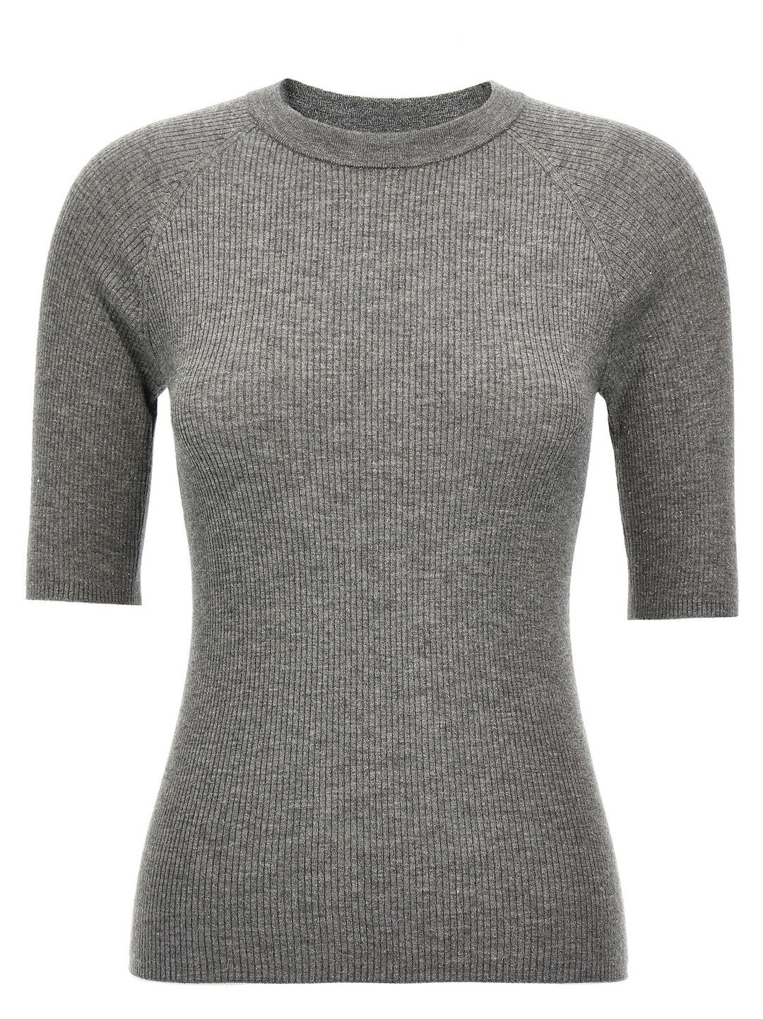 Brunello Cucinelli Lurex Ribbed Sweater Sweaters and Cardigans - Gray | cd59a42234dcd1348ec137331307ad533b3d2ee2