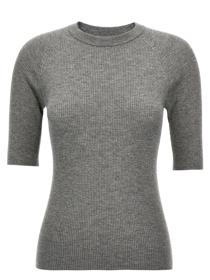 Brunello Cucinelli Lurex Ribbed Sweater Sweaters and Cardigans - Gray | cd59a42234dcd1348ec137331307ad533b3d2ee2
