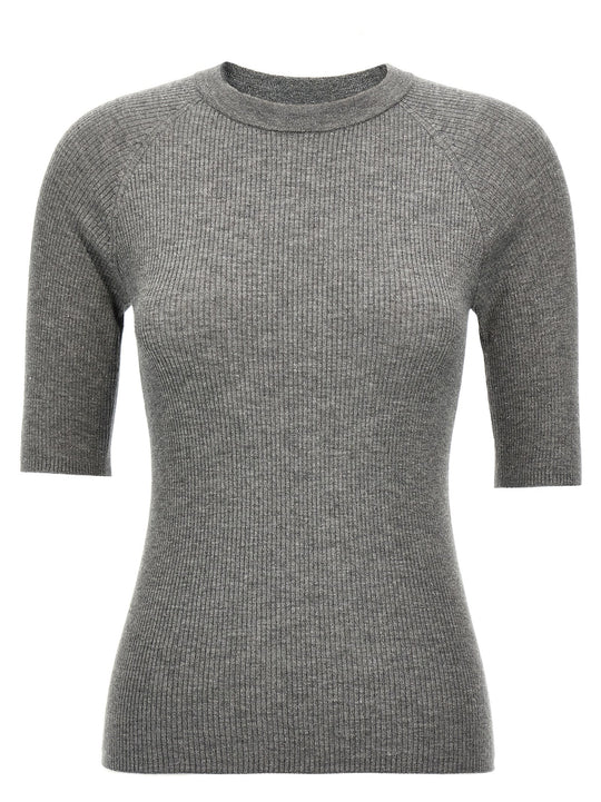 Lurex Ribbed Sweater Sweaters And Cardigans Gray