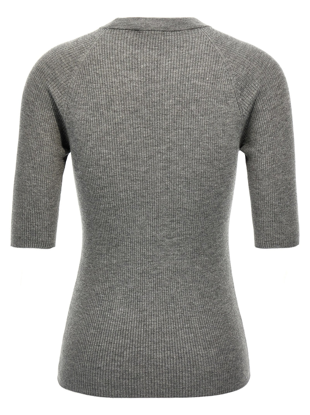 Brunello Cucinelli Lurex Ribbed Sweater Sweaters and Cardigans - Gray | 6738f3172d54c59378d52736ea3883f73c3ed23a