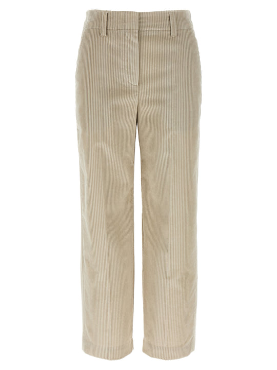 Monile Velvet Pants Beige