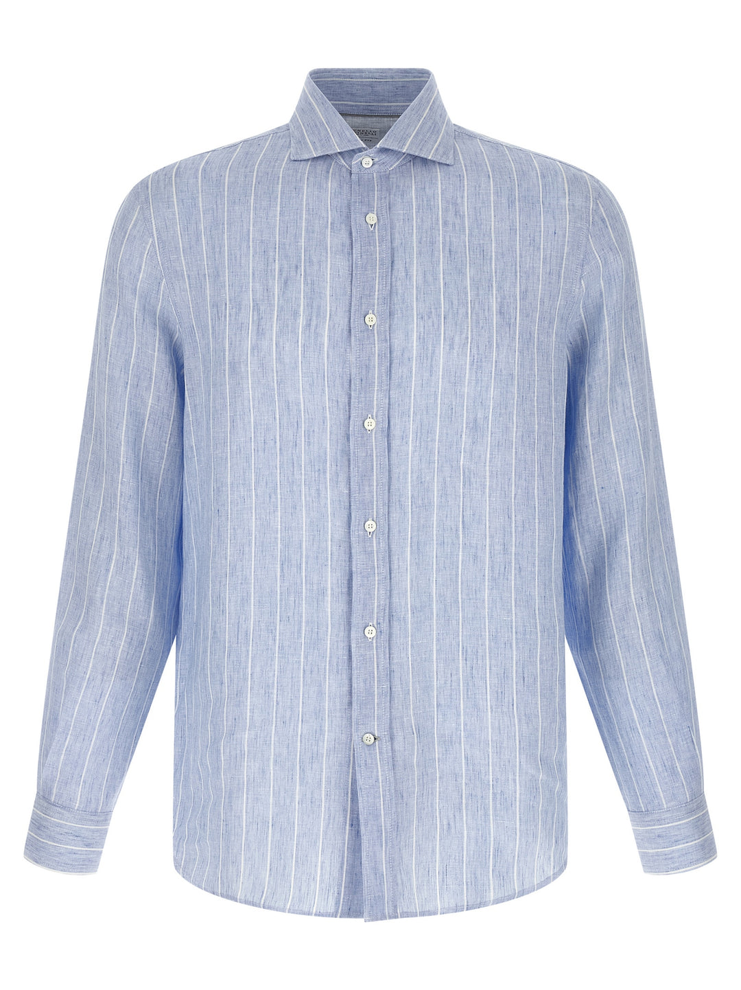 Brunello Cucinelli Striped Linen Shirt Shirt and Blouse - Light Blue | 30cb08e7e6e8e4b49e9c64ebc1d3618a432f4f68