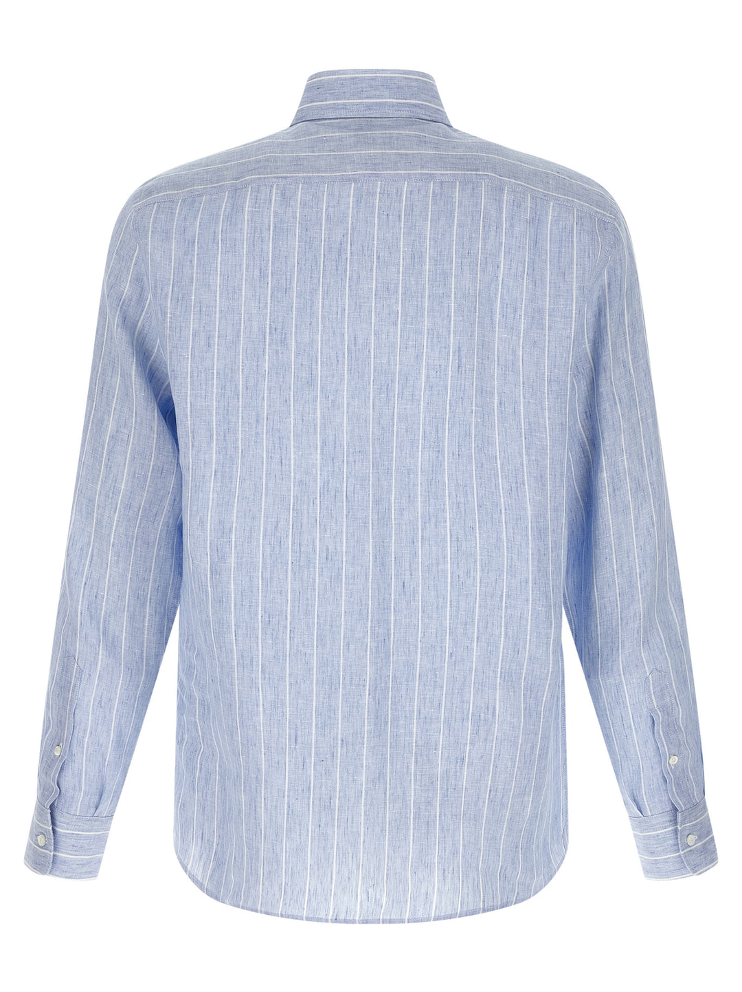 Brunello Cucinelli Striped Linen Shirt Shirt and Blouse - Light Blue | 2bfd496b9c1c23f871f1b5f978faa0208bf1c7f9
