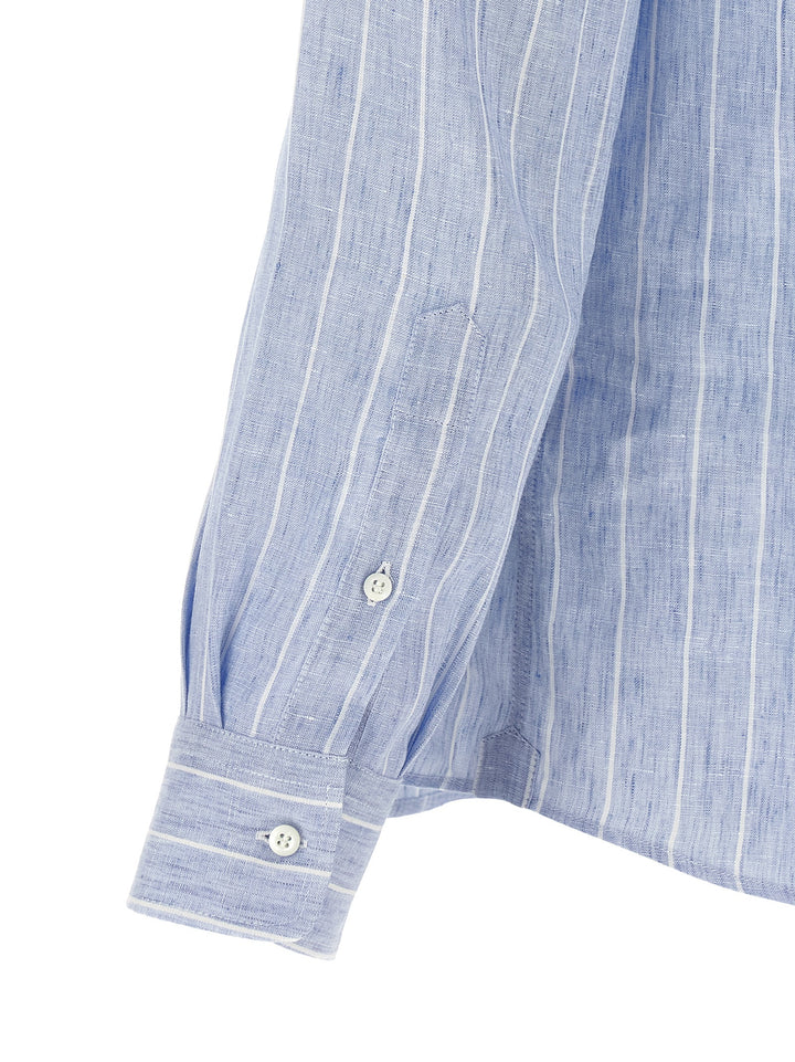 Brunello Cucinelli Striped Linen Shirt Shirt and Blouse - Light Blue | 7dc8e8ab902ed75d83b4ecd499b66856727ab1fc
