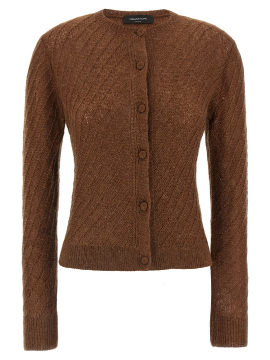 Sequin Crochet Cardigan Sweaters And Cardigans Brown