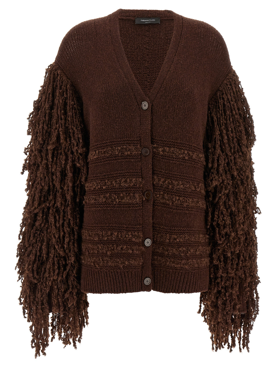 Fabiana Filippi Bouclé Fringed Cardigan Sweaters and Cardigans - Brown | 2591e7d29f098435aa8d7e06d0a1822f78c9d1aa