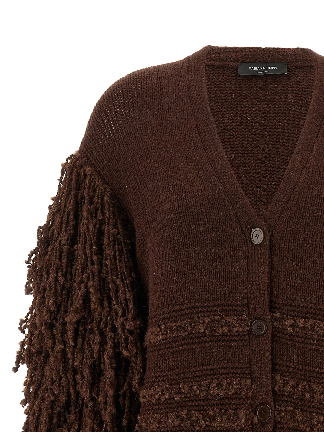 Fabiana Filippi Bouclé Fringed Cardigan Sweaters and Cardigans - Brown | 47103eee5955dac4cb9d6557b3fcb7653d2dbc16
