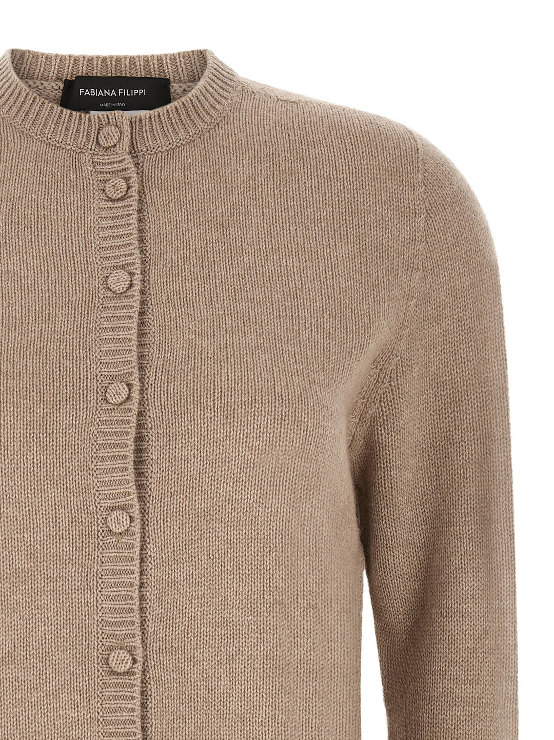 Fabiana Filippi Covered Buttons Cardigan Sweaters and Cardigans - Beige | f153ee42fde00eabadf3359cc9754d8a06dde761