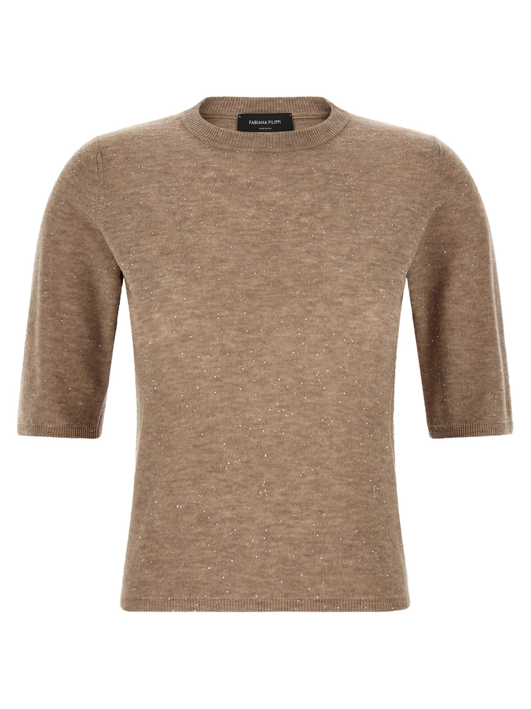 Fabiana Filippi Micro Sequin T-shirt - Beige | 5ff036a4060996418bd640ea51fc0c7fc6e0575d