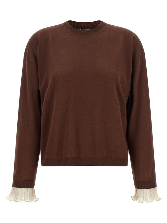 Pleated Cuffs Sweater Sweaters And Cardigans Brown